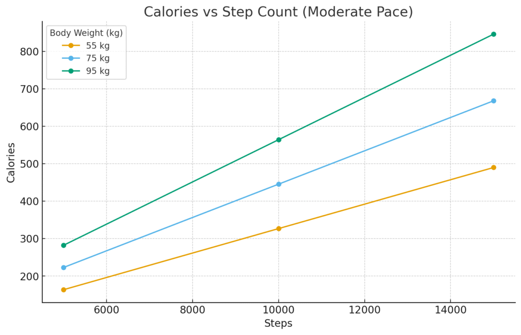 steps calories chart